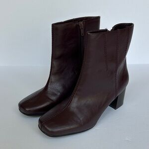 Basic Editions Burgundy Y2K Block Heel Ankle Boots | Women’s Size 7